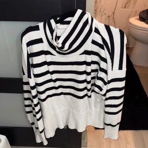 a new day Black & White Striped Turtleneck Sweater